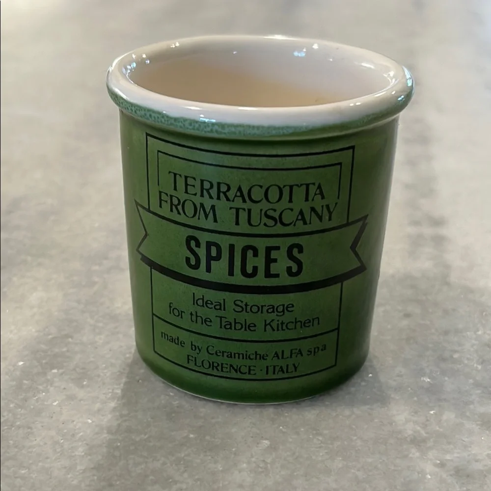 Sur La Table Terracotta From Tuscany Spice Jar Made in Italy - No Lid in Green